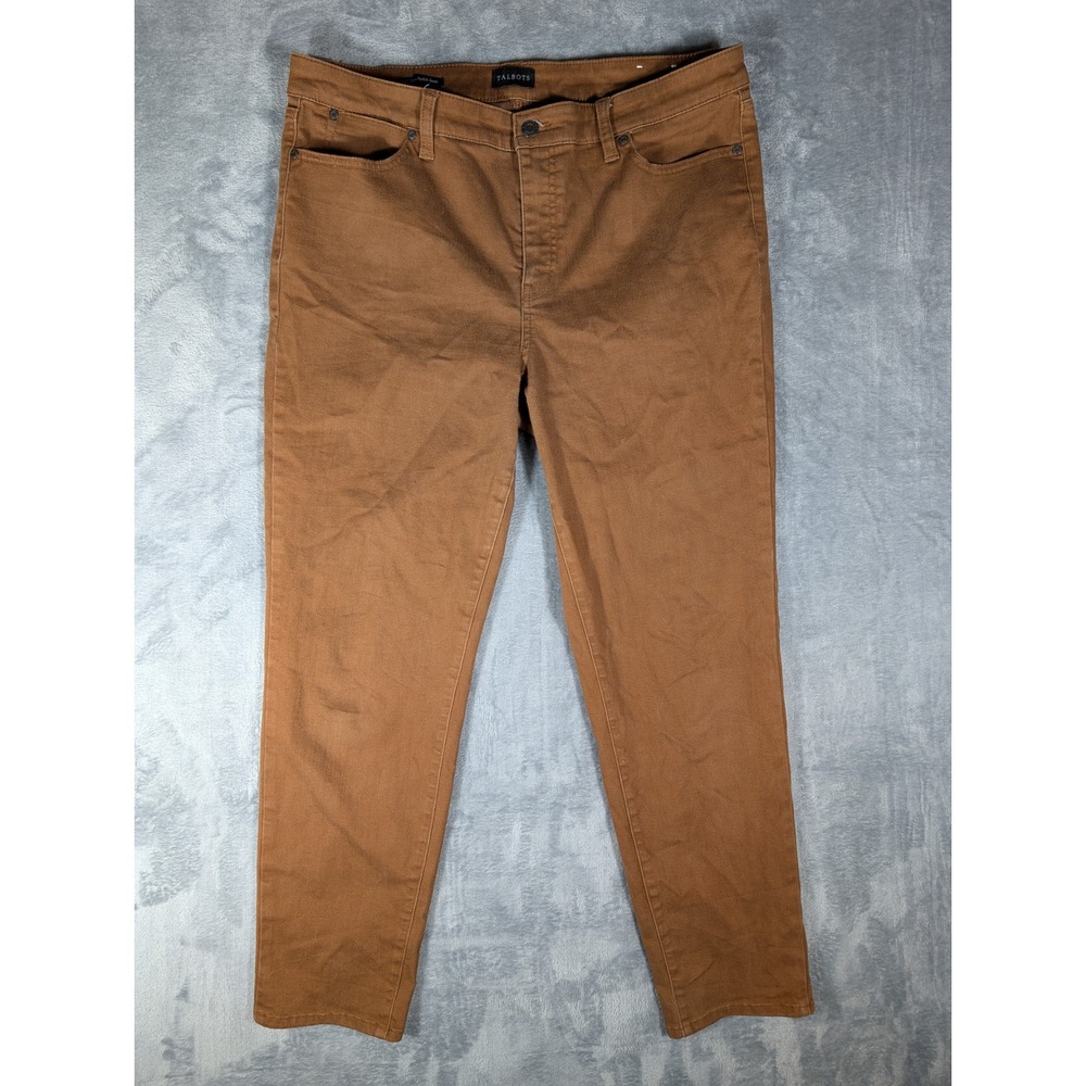 Talbots Women's Brown Slim Ankle‎ Jeans Size 14 Stretch Cotton Lyocell Blend